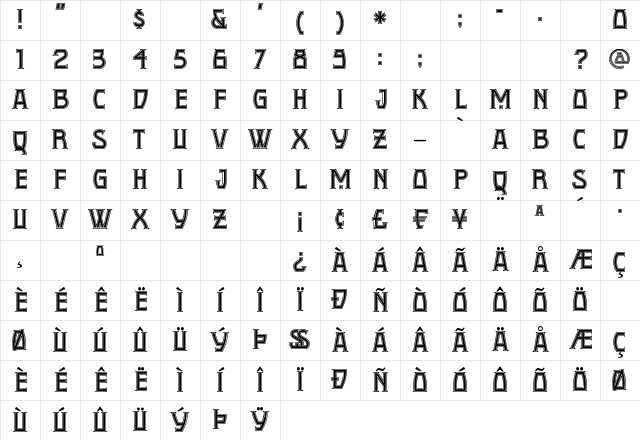 ConquistadormanNF Regular Character Map
