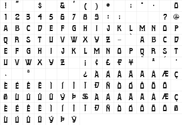 ConquistadormanNF Regular Character Map
