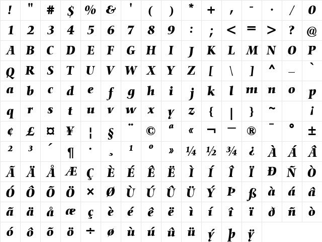 ConquistaSSK BoldItalic Character Map ConquistaSSK BoldItalic Character Map