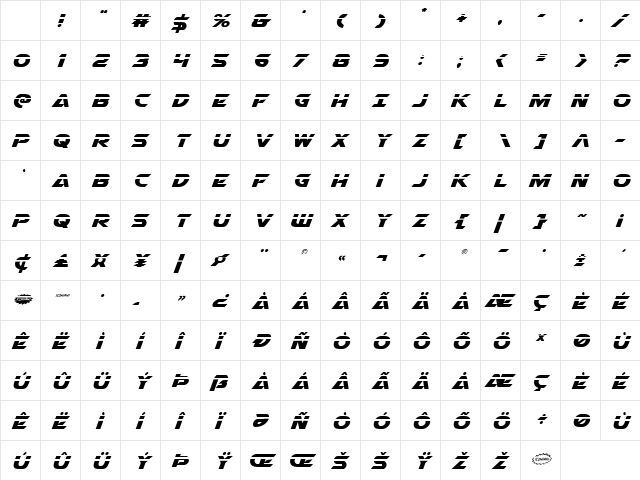 Airstrike Laser Regular Character Map
