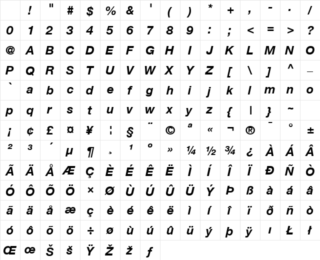 Context Reprise SSi Bold Italic Character Map Context Reprise SSi Bold Italic Character Map
