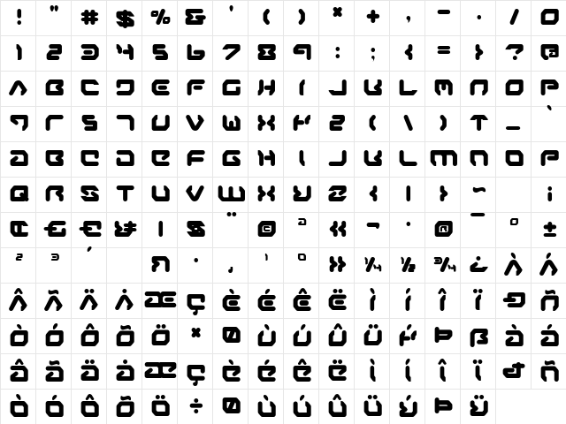 Airstrip One Bold Bold Character Map