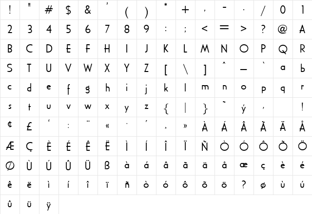 Consul Regular Character Map