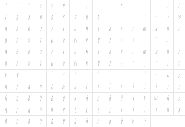 Containment Sparkle Character Map Containment Sparkle Character Map