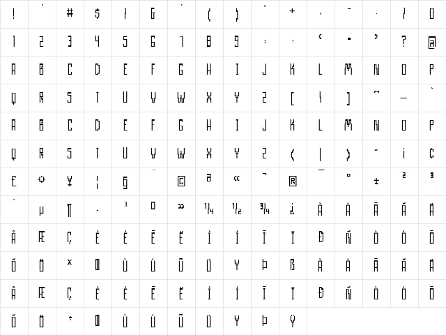 AIRWAVE 1 Regular Character Map