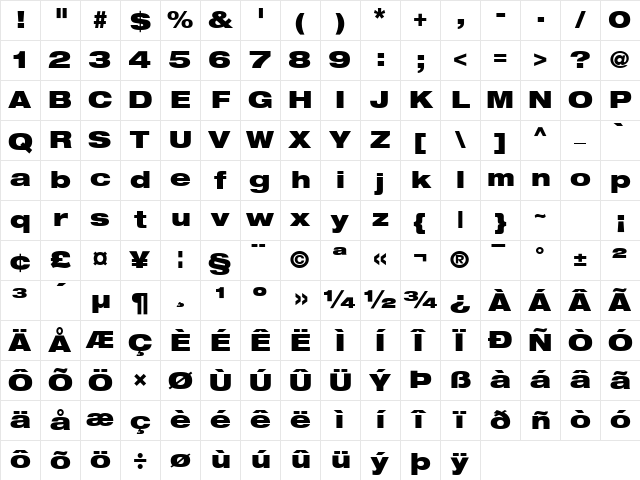 Context Reprise BlackExp SSi Bold Character Map