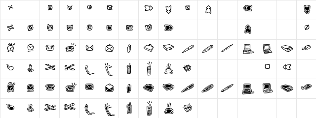 LTZigibacks One Regular Character Map
