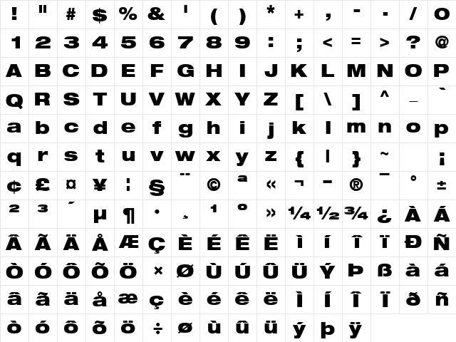 ContextRepriseBlackExpSSK Bold Character Map