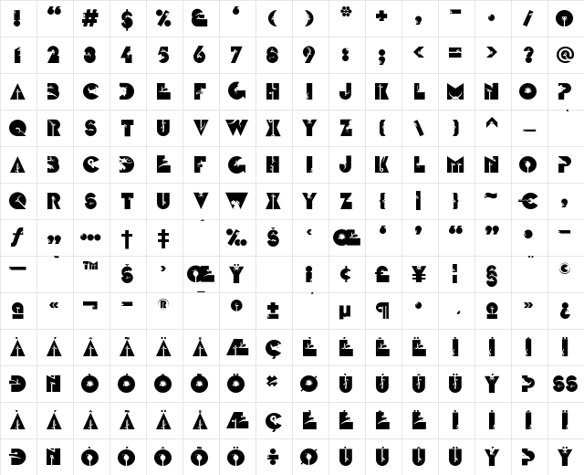 LTZootype Land Regular Character Map