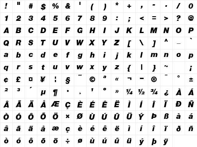 ContextRepriseBlackSSK BoldItalic Character Map ContextRepriseBlackSSK BoldItalic Character Map