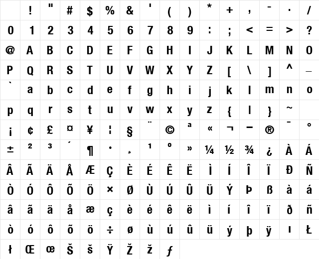 ContextRepriseCondSSK Bold Character Map ContextRepriseCondSSK Bold Character Map
