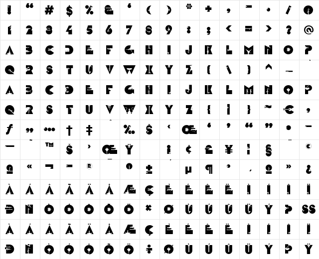 LTZootype Water Regular Character Map