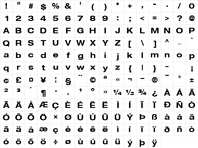 ContextRepriseExpandedSSK Bold Character Map