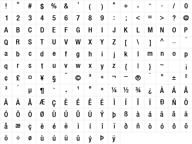 ContextRepriseMediumCondSSK Regular Character Map ContextRepriseMediumCondSSK Regular Character Map