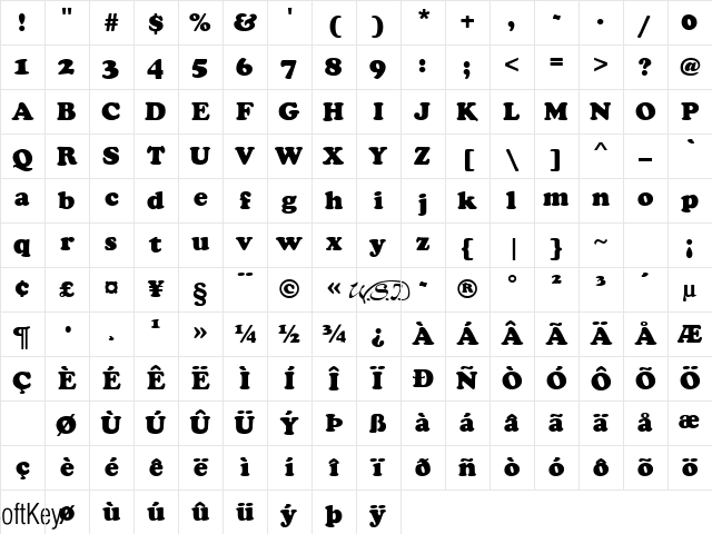 Cookie Black Regular Character Map