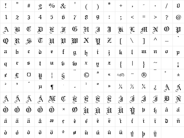Linus Text Regular Character Map
