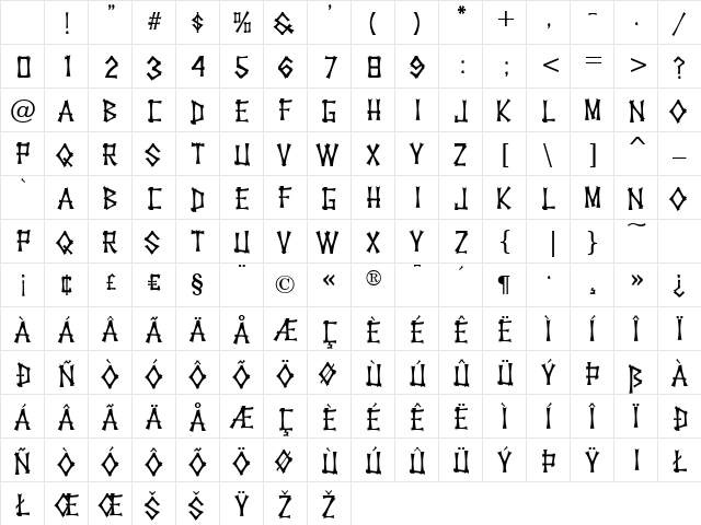 KonTikiHulaJF Regular Character Map