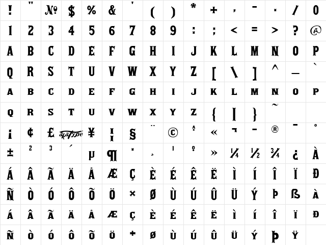 akaPosse Regular Character Map akaPosse Regular Character Map