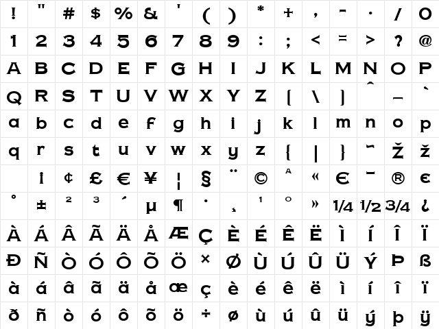 Copper Penny DTP Regular Character Map