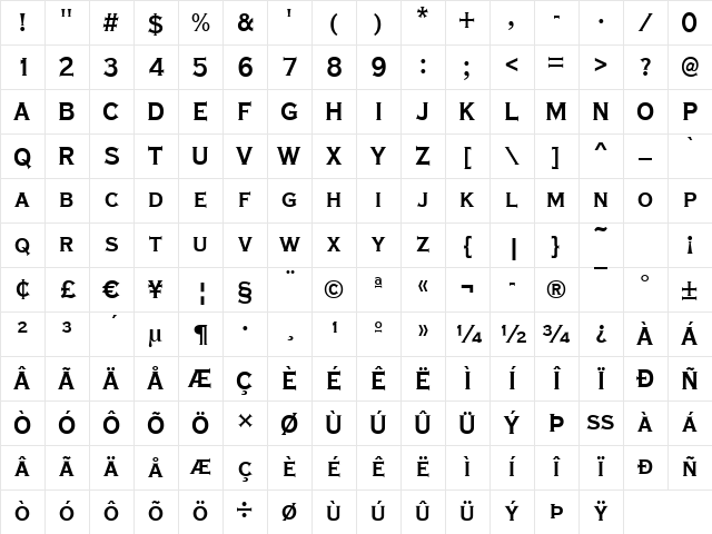 Copperplate-Cd Bold Character Map