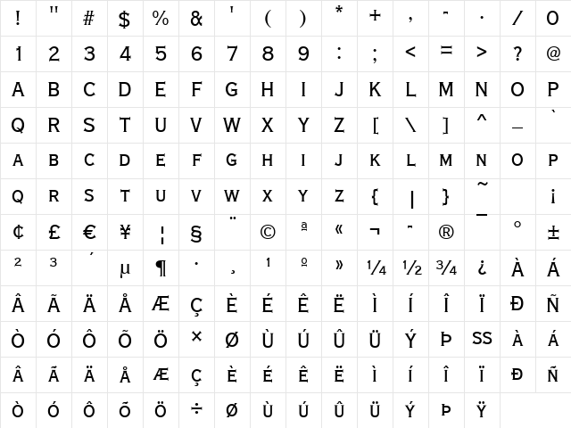 Copperplate-Cd Regular Character Map
