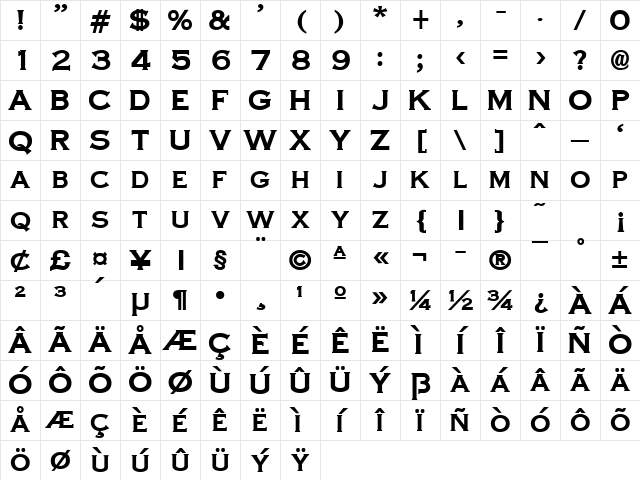 CopperPlateCondensed Bold Character Map