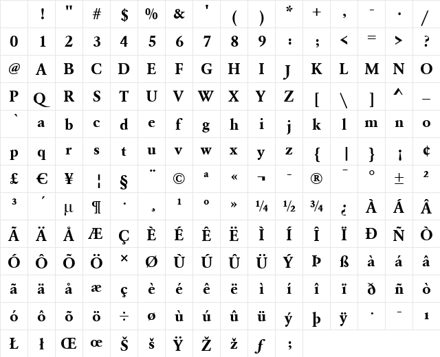 LionelBecker Bold Character Map