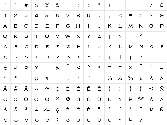 CopperplateLightSCapsSSK Regular Character Map