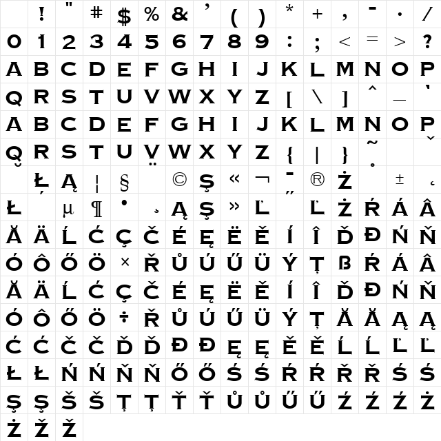CopperPot Bold Character Map