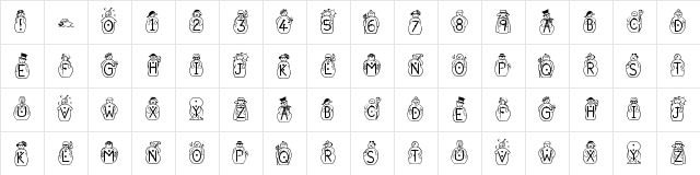 JFSnowbiz Regular Character Map JFSnowbiz Regular Character Map
