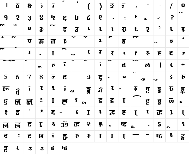 AkrutiDevAkshardhara Normal Character Map
