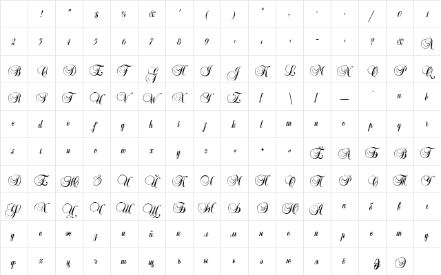 Copyist Thin Character Map