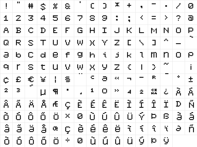 6x7oct Alternate Black Character Map