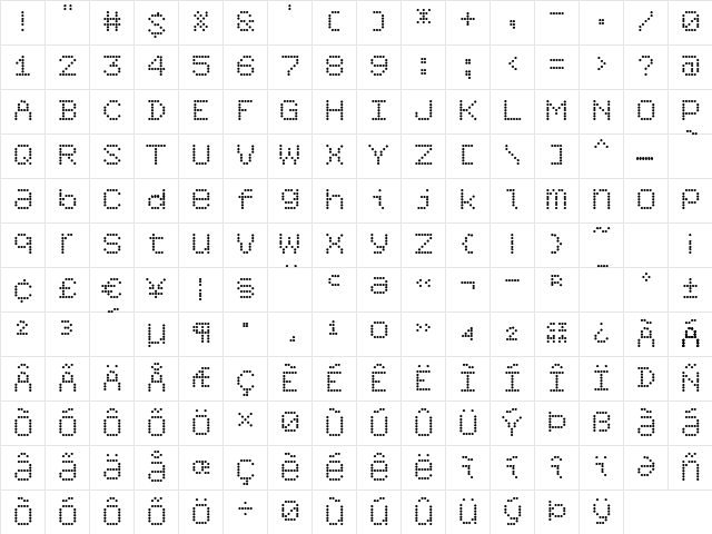 6x7oct Alternate Bold Character Map
