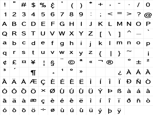 Corona Heavy Regular Character Map