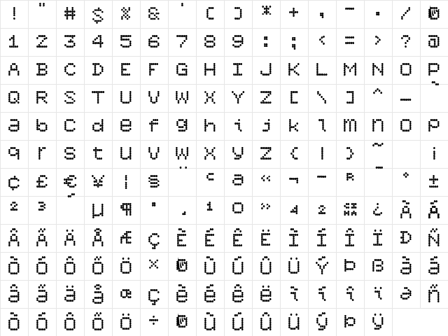 6x7oct Alternate ExtraBold Character Map