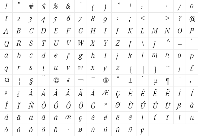 Corporate A Expert BQ Italic Character Map