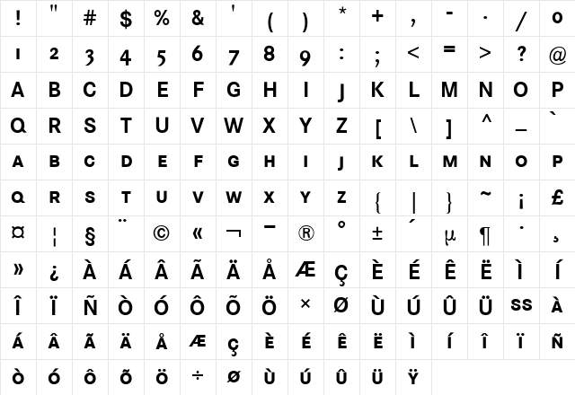 Corporate S Expert BQ Bold Character Map Corporate S Expert BQ Bold Character Map