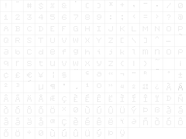 6x7oct Alternate ExtraLight Character Map