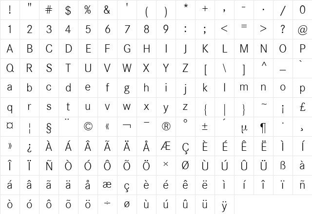 Corporate S BQ Regular Character Map Corporate S BQ Regular Character Map
