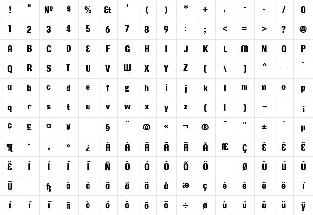 CorpusGothic Regular Character Map CorpusGothic Regular Character Map