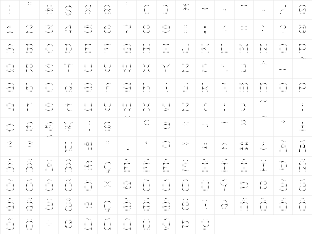 6x7oct Alternate Light Character Map
