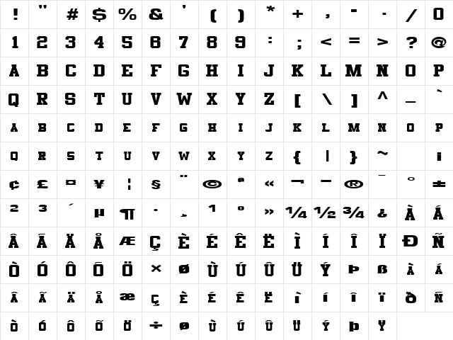 CosmicFlushText8 Regular Character Map