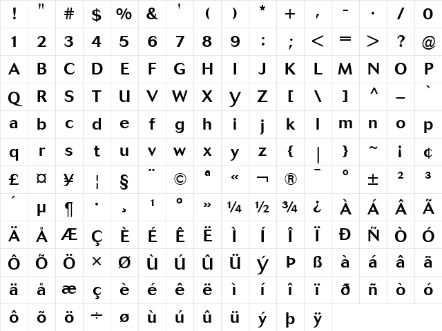 Cosmos Bold Character Map Cosmos Bold Character Map