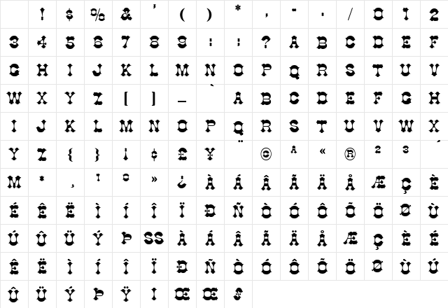 Cottage Regular Character Map