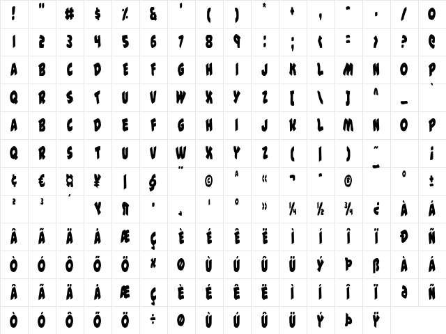 #44 Font Condensed Condensed Character Map