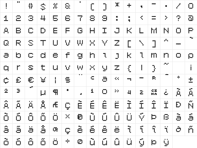 6x7oct ExtraBold Character Map