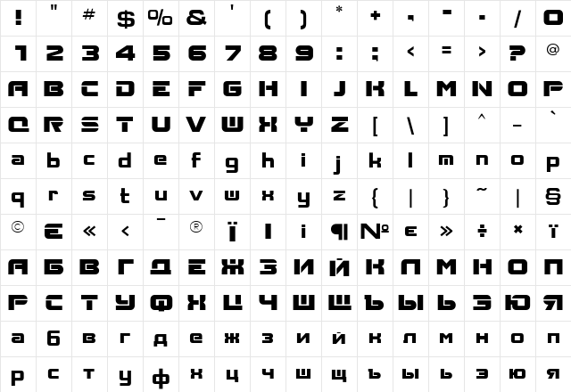 Aksent Normal Character Map