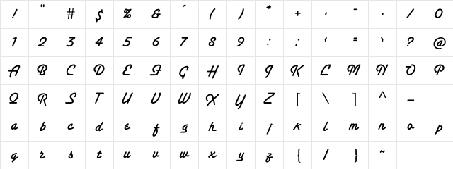 Liquorice Regular Character Map
