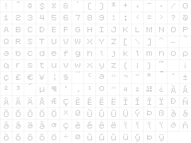 6x7oct Light Character Map